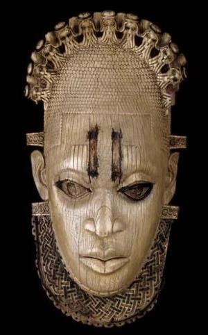 Mask of Queen-Mother Idia that was to be auctioned by Sotheby’s but withdrawn by the Galway family after protests by Africans. 