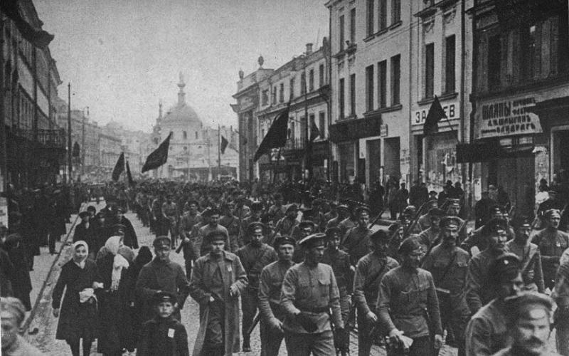 A demonstration during the 1917 Russia Revolution 