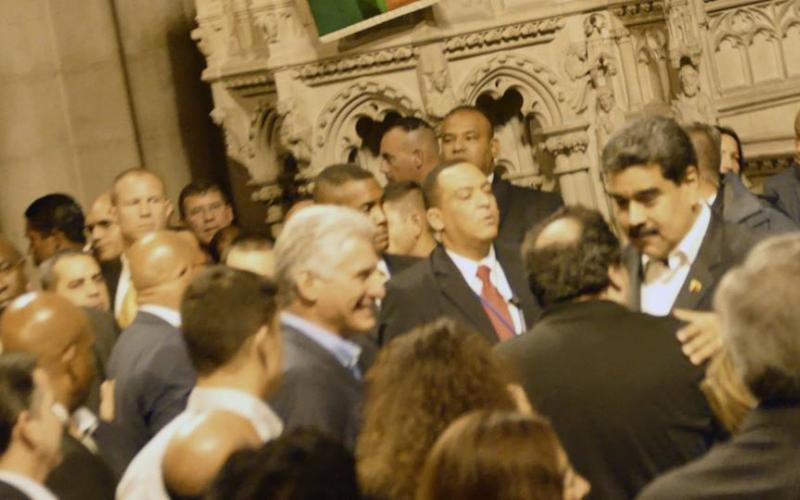 Cuba and Venezuela Presidents Miguel Diaz-Canal Bermudez and Nicolas Maduro Moros at Riverside Church in New York City on 26 September 2018