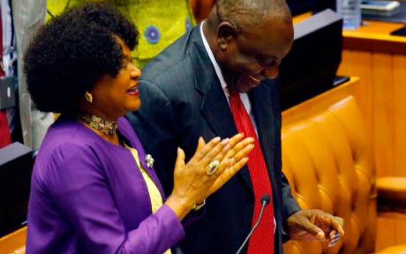 South African President Cyril Ramaphosa and National Assembly Speaker Baleka Mbete
