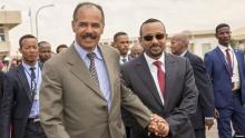 Ethiopia and Eritrea leaders embrace in Asmara during historic 8-9 July  2018 state visit