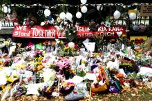 Flowers at the Christchurch attack scene